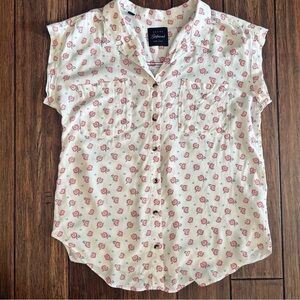 Jachs Girlfriend Dainty Floral Button Down Shirt Sleeveless Small Cottagecore S